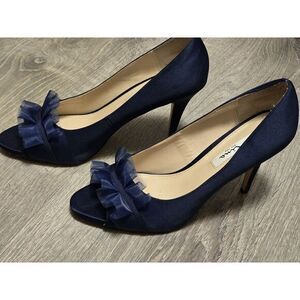 NINA New York Women's Blue Ruffled Open-toe High Heels Size‎ 9.5M